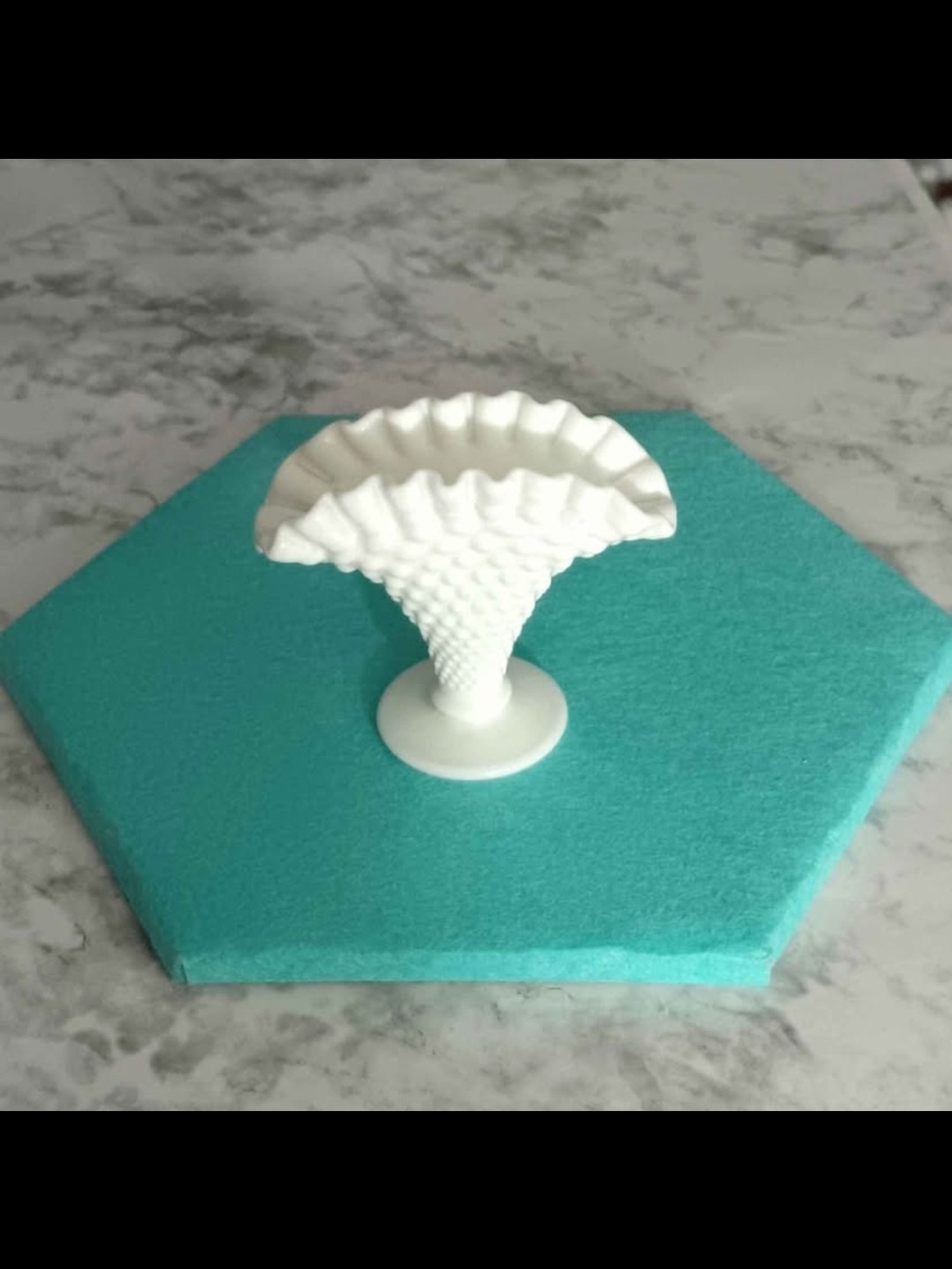 Vintage White Hobnail Milk Glass Petite Fan Vase